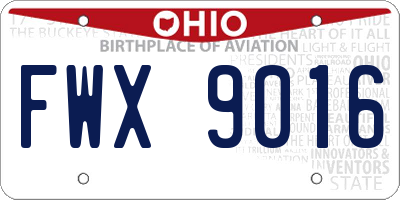 OH license plate FWX9016