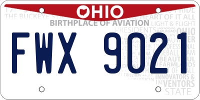 OH license plate FWX9021