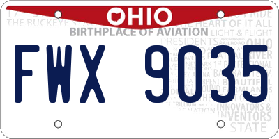 OH license plate FWX9035