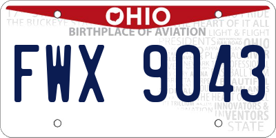 OH license plate FWX9043