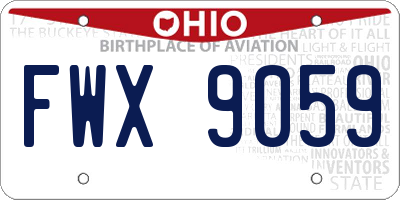 OH license plate FWX9059