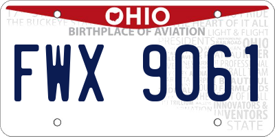 OH license plate FWX9061