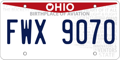 OH license plate FWX9070
