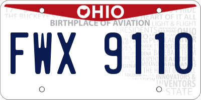 OH license plate FWX9110