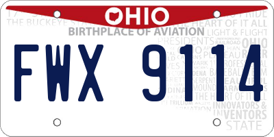 OH license plate FWX9114