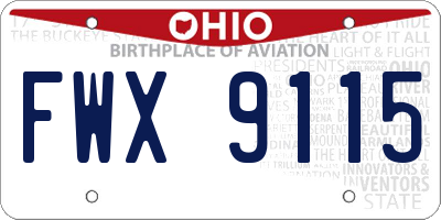 OH license plate FWX9115