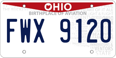 OH license plate FWX9120