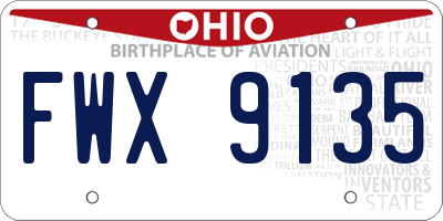 OH license plate FWX9135