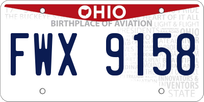 OH license plate FWX9158