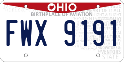 OH license plate FWX9191