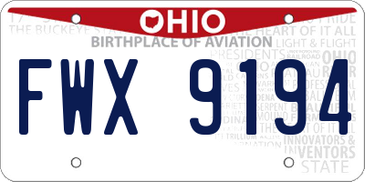 OH license plate FWX9194