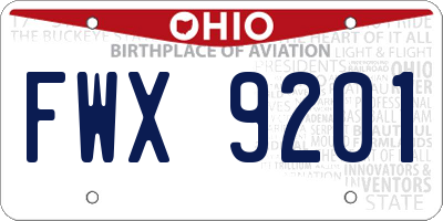 OH license plate FWX9201
