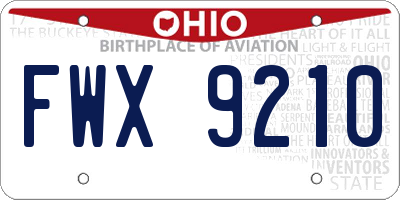 OH license plate FWX9210