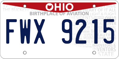 OH license plate FWX9215