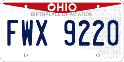 OH license plate FWX9220