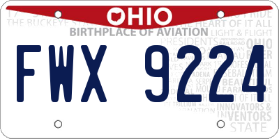 OH license plate FWX9224