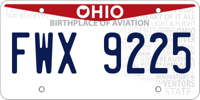OH license plate FWX9225
