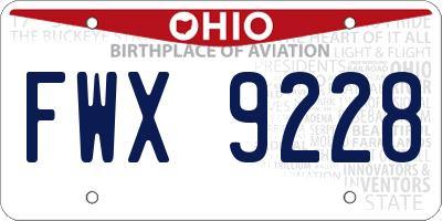 OH license plate FWX9228