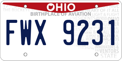 OH license plate FWX9231