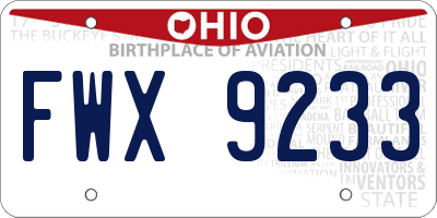 OH license plate FWX9233