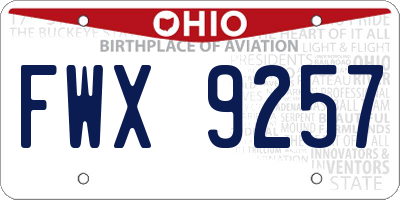 OH license plate FWX9257