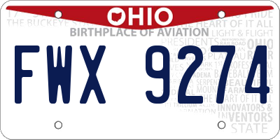 OH license plate FWX9274