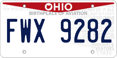 OH license plate FWX9282