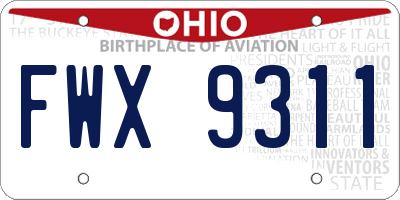 OH license plate FWX9311