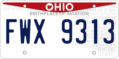 OH license plate FWX9313