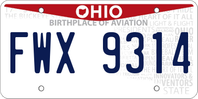 OH license plate FWX9314