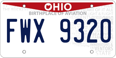 OH license plate FWX9320