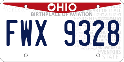 OH license plate FWX9328