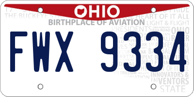 OH license plate FWX9334
