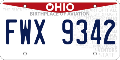 OH license plate FWX9342