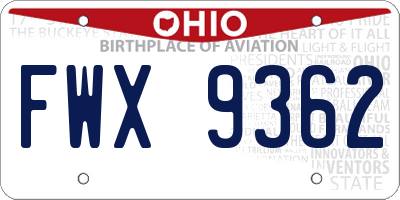 OH license plate FWX9362