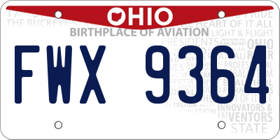 OH license plate FWX9364