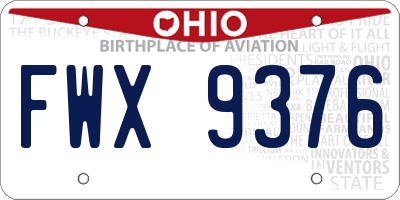 OH license plate FWX9376