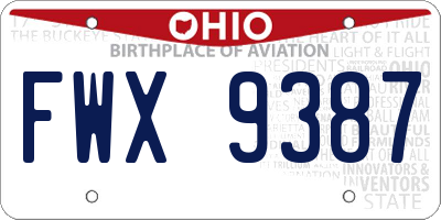 OH license plate FWX9387
