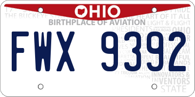 OH license plate FWX9392