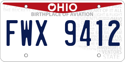 OH license plate FWX9412