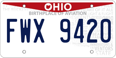 OH license plate FWX9420