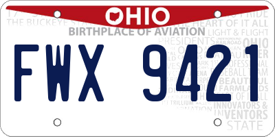 OH license plate FWX9421