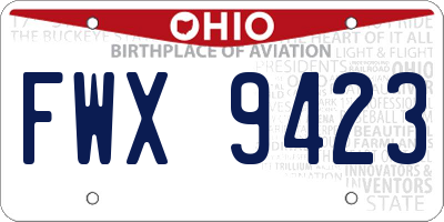 OH license plate FWX9423