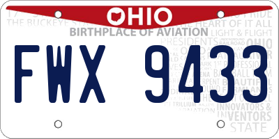 OH license plate FWX9433