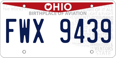 OH license plate FWX9439