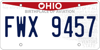 OH license plate FWX9457