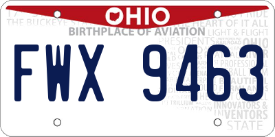 OH license plate FWX9463