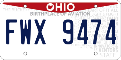 OH license plate FWX9474