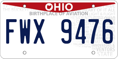 OH license plate FWX9476
