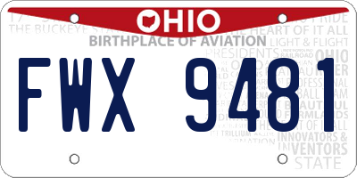 OH license plate FWX9481
